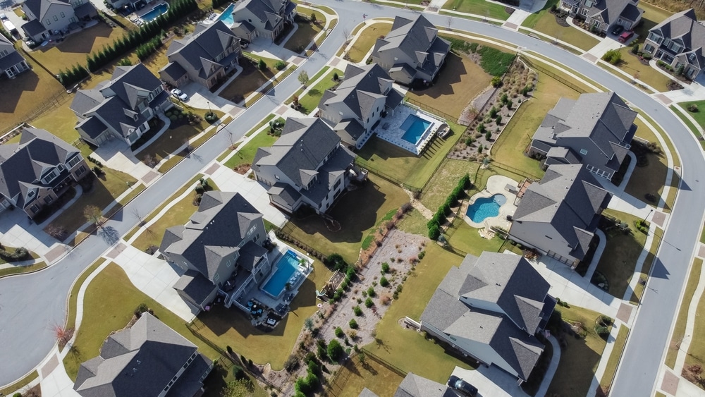 Aerial view of subdivision