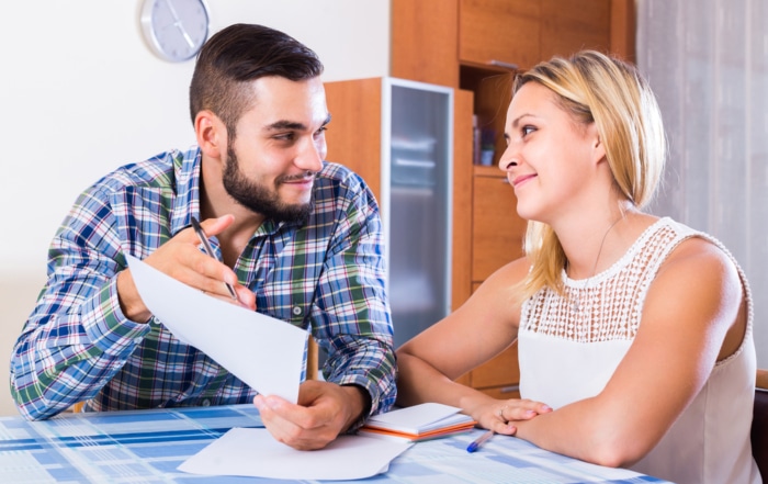 Couple discussing their joint financial accounts